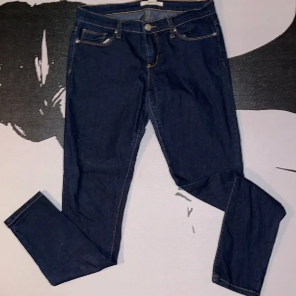 Forever 21 | Dark Blue 5 Pocket Straight Leg Jeans w/ Amber Stitching - Picture 3 of 4